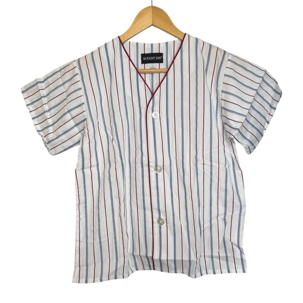 Vintage Botany 500 Boys/Kids Short‑Sleeve Stripe Lounge Pajama Set Size 16 NWT